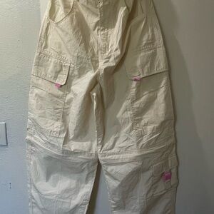 Urban Outfitters Cream Pants with Pink Button
